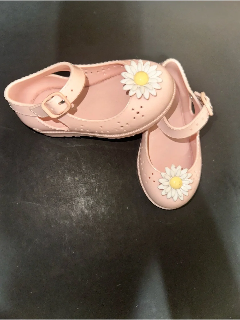 Mini Melissa Pale Pink Girls' Mary Janes with Daisy Accent